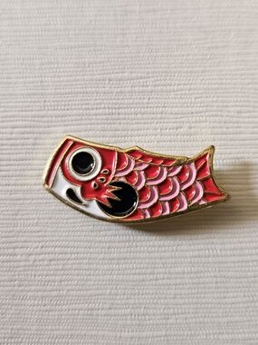 Red Koi Fish Enamel Pin - 4 For $20 Gold Trim